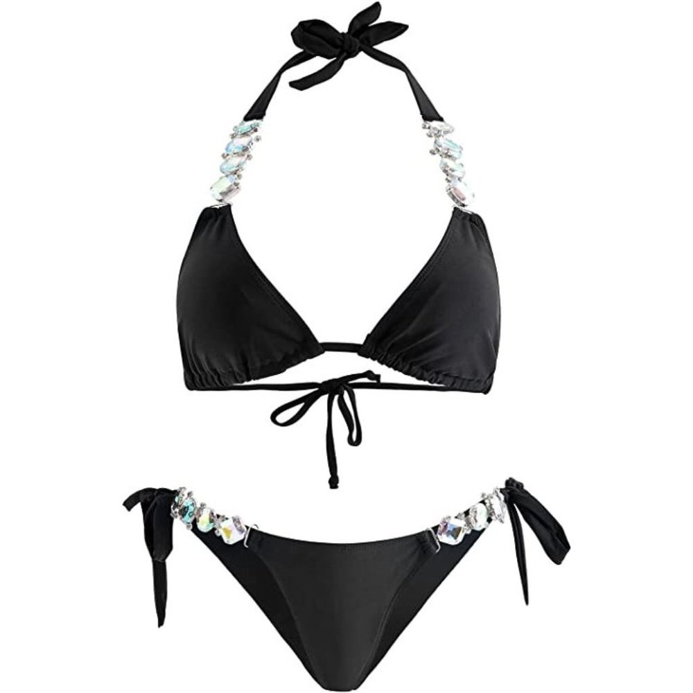 NEW Sparkling Bling Crystal Rhinestone Bikini Swimsuit Beachwear + FREE … - Picture 8 of 16